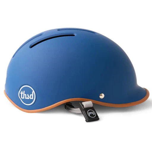 Blue helmet with Thousand logo on a white background