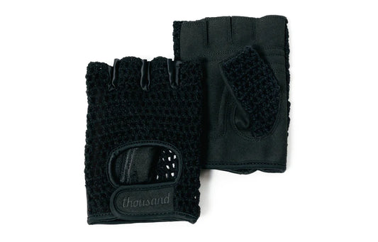 Cycling gloves in black, vintage style material