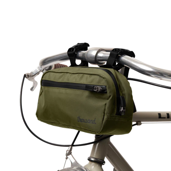 Thousand olive green handlebar bag.